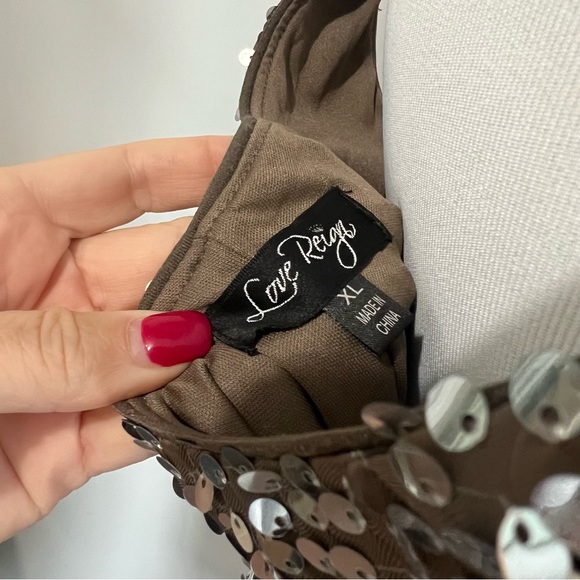 Silver Sequin Holiday Dress - Stretch Poly Blend - Picture 5 of 13